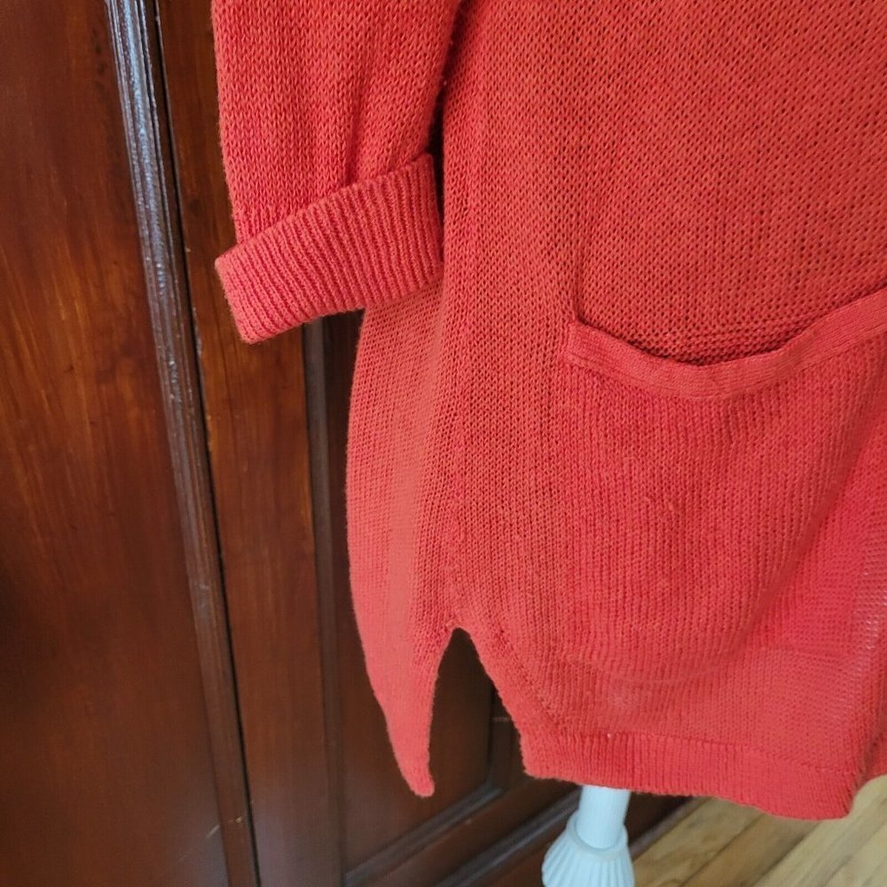 J Jill Coral Salmon Pink V Neck Cardigan Sweater Small XS Linen - Picture 6 of 6